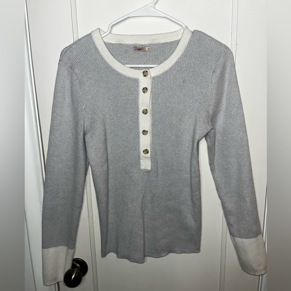 Faherty Mikki Henley Cashmere Organic Cotton Ribbed Sweater